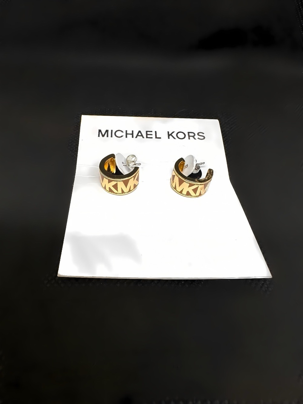 Michael Kors Gold MK Logo Huggie Earrings